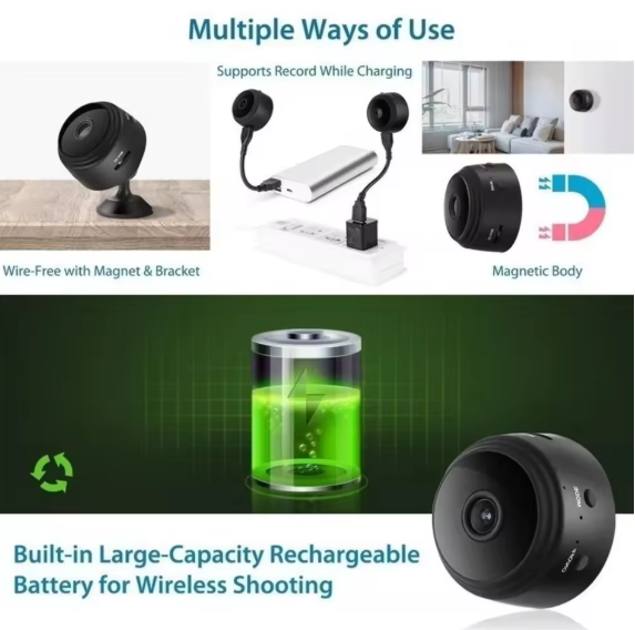 Micro Video Recorder Mini Camera Wireless Design Night Vision Two-Way Talk Camera Motion Detection Alarm System Wireless Camera