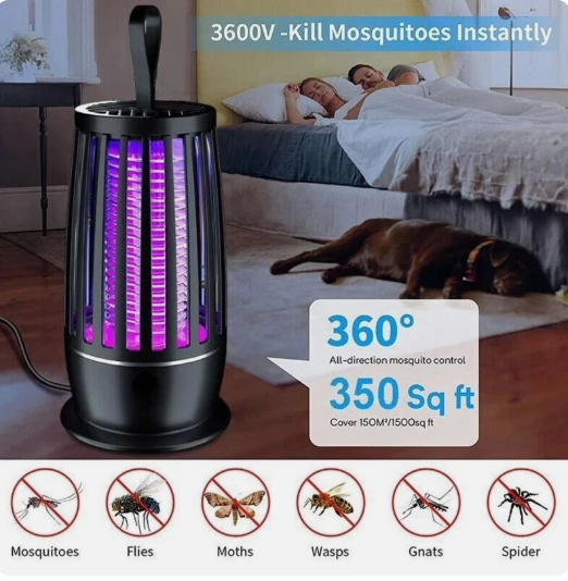 OVENO,Portable USB Rechargeable Electric Mosquito Killer Lamp Summer 365nm UV Radiationless Insect Trap Mute Fly Trap Outdoor Supplies