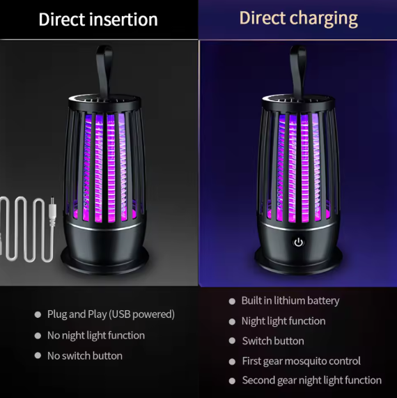 OVENO,Portable USB Rechargeable Electric Mosquito Killer Lamp Summer 365nm UV Radiationless Insect Trap Mute Fly Trap Outdoor Supplies